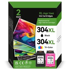 2 Pack 304 Ink Cartridge for HP 304XL Deskjet 2630 3720 2600 2620 Envy 5010 5020