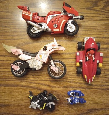 5 Mighty Morphin Power Rangers Vehicles:Thunder/Battle Bikes,Motorcycles 1993-94
