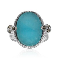 Cavill Ring Sterlingsilber Amazonit 3,7Ct Markasit Oval Damen Echtschmuck