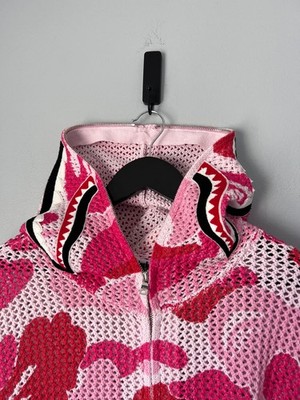 Bape ABC Camo Full Zip Shark Sweatshirt - Size XXL - Pink - NEW | eBay