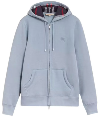 Burberry, Burberry Clarendon Zip Up Check Hoodie Light Blue 4056955 Size XS