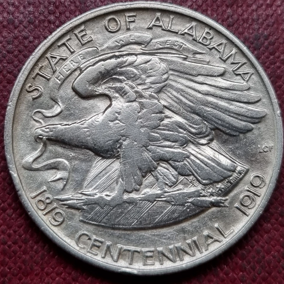 1921 Alabama 2x2 Commemorative Half Dollar 50c Silver Higher Grade AU #96200 - Image 2 of 2