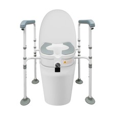 Elevated Toilet Seat Riser for Seniors with Adjustable Height  Handrails
