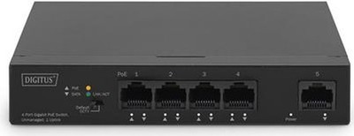 DIGITUS Switch 4 Port Gigabit PoE Unmanaged 1 Uplink