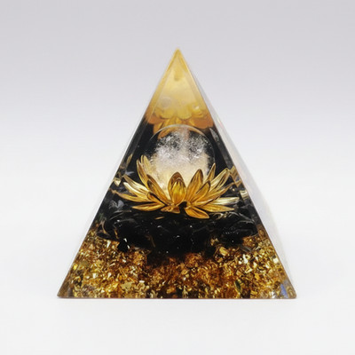 Lotus Obsidian Orgon Pyramide | Edelstein Energie Anker, Schutz & Fülle + Gaben