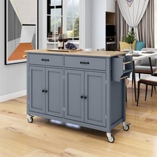 Rolling Kitchen Island Cart with Solid Wood Top Locking Wheels w/ Drawers