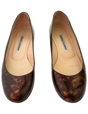 MANOLO BLAHNIK 37.5 Animal Print Patent Leather Ballet Flats 7