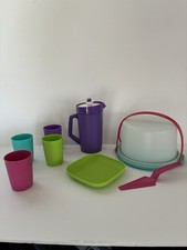 Tupperware Kids Mini Serving Set Lot Cake Carrier. Pitcher Cups Plate And Server