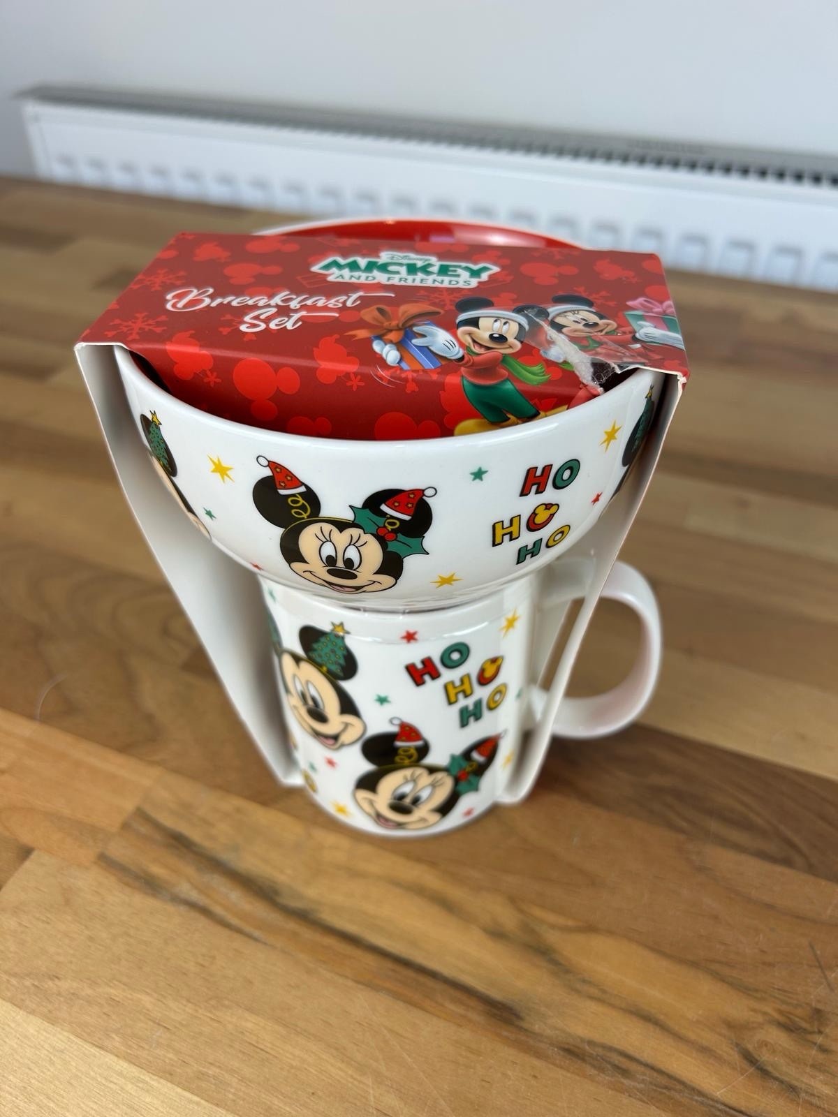 Disney Mickey And Friends Breakfast Set Ho Ho Ho Christmas Mug Bowl Ceramic Gift