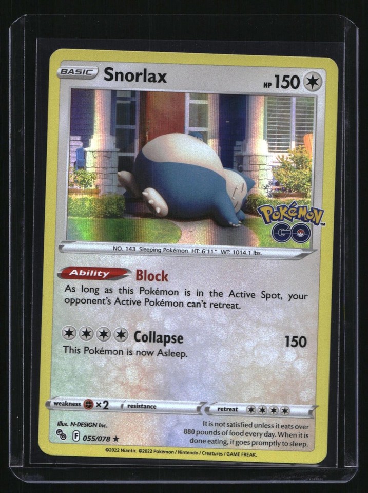 Pokemon GO Snorlax Holo Rare TCG Card Pokemon GO Snorlax 055/078 Holo Rare TCG Card