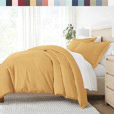 ienjoy Home Collection Soft Brushed Microfiber Duvet Cover Set, King, Gold