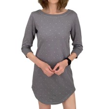 Lole Sika Sweatshirt Dress S New $90 Short Tunic Polka Dot Grey Knit 3/4 Sleeves