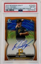 2023 BOWMAN DRAFT CHROME PROSPECT AUTO ORANGE WAVE PAUL SKENES 3/25 PSA8 Pirates