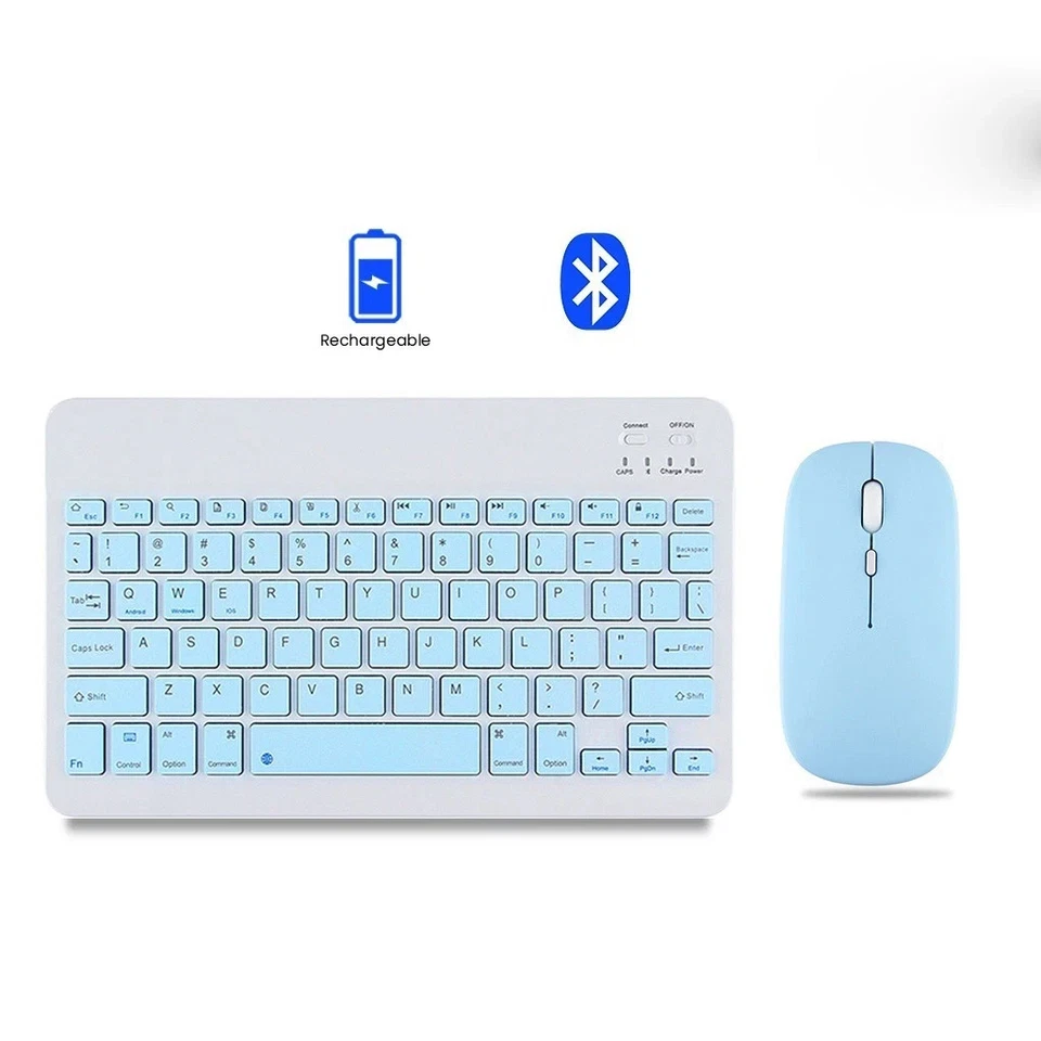 Slim Wireless Keyboard & Mouse Rechargeable Bluetooth 2.4GHz Windows Mac Android - Image 2 of 4