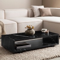 Couchtisch Finebuy 100Cm Schwarz Wohnzimmertisch Sofatisch Stauraum Marmor Optik