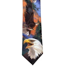 Vintage 1995 Ralph Malin & Co. American Eagle Patriotic Tie Made in the U.S.A. 