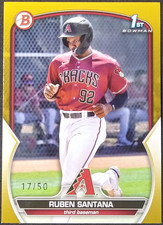 2023 Bowman 1st Prospect Rookie /50 Gold Border #BP-42 Ruben Santana RC SP PAPER
