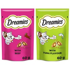 DREAMIES Cat Treat Biscuits with Beef & Tuna 60g - (Pack of 6)