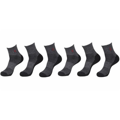 Polo Ralph Lauren Men's 6-Pairs Quarter Crew Charcoal Sport Socks Sz 10-13 Fits