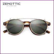 Retro Style Clip on Sunglasses for Men Women Circle Anti Blue Light