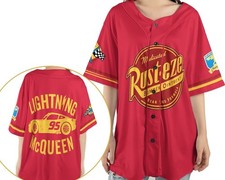 Rust-Eze Cars Lightning Mcqueen Radiator Springs 2 Sided Baseball Jersey Shirt,