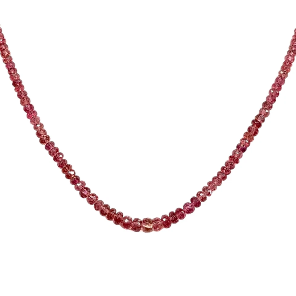 Natural Mozambique Ruby Necklace 3-5mm Faceted Transprent Beads 925 Clasp 18" - Image 4 of 4