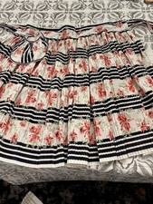 Gorgeous Vintage Accordion Pleat Apron With Attached Pocket Pink Black Floral
