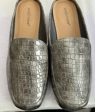 Comfortview Estelle 65467 women's shoes Sz 10 Wide Pewter Mule Slide Flat, NWOB