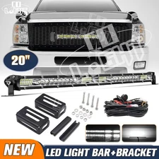 For 24-25 Silverado 2500 3500 20" LED Light Bar + Hidden Grille Mounts + Wiring
