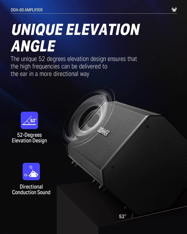 Donner DDA-80 Professional Electric Drum AMP 80W Wireless Drum Piano Amplifier - Image 3 of 4