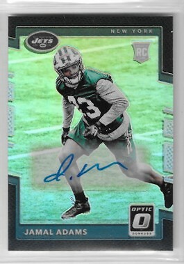 JAMAL ADAMS 2017 PANINI DONRUSS OPTIC BLACK REFRACTOR HOLO AUTO RC /25 JETS - Picture 1 of 1