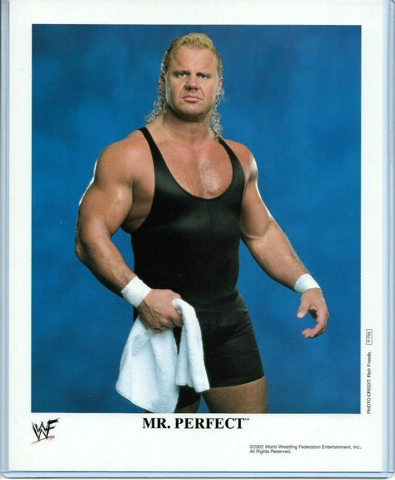 FOTO PROMOCIONAL ORIGINAL WWE MR PERFECT P-754 CON LICENCIA OFICIAL 8X10 DE 2002 RARA Foto 2 de 2