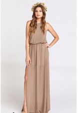 SHOW ME YOUR MUMU HEATHER CHIFFON HALTER DRESS GOWN SIZE XL BROWN NWT
