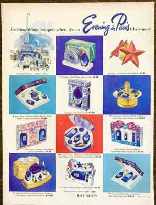 1953 PRINT AD Evening in Paris Cologne Perfume Cosmetics Christmas Gifts