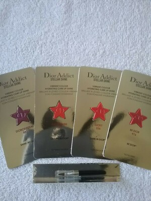 Dior Addict Stellar Shine Lipstick Sample 4 shades w/ Lip Brush