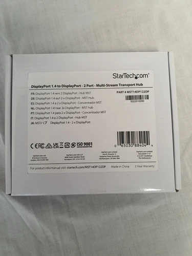 StarTech 2-Port DisplayPort 1.4 Splitter, DP to 2x DP Multi-Monitor Adapter
