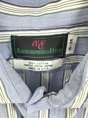 Vintage Abercrombie & Fitch Button Up Dress Shirt Mens XXL 16-34 Blue 1980s - Picture 3 of 10