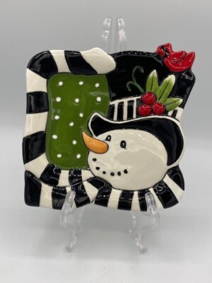 2010 Fitz and Floyd Frosty s Frolic Snack Plate 