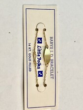 Gold Baby Bracelets Little Folks 14K GF Engravable Baby's ID W/ Safety Clasp