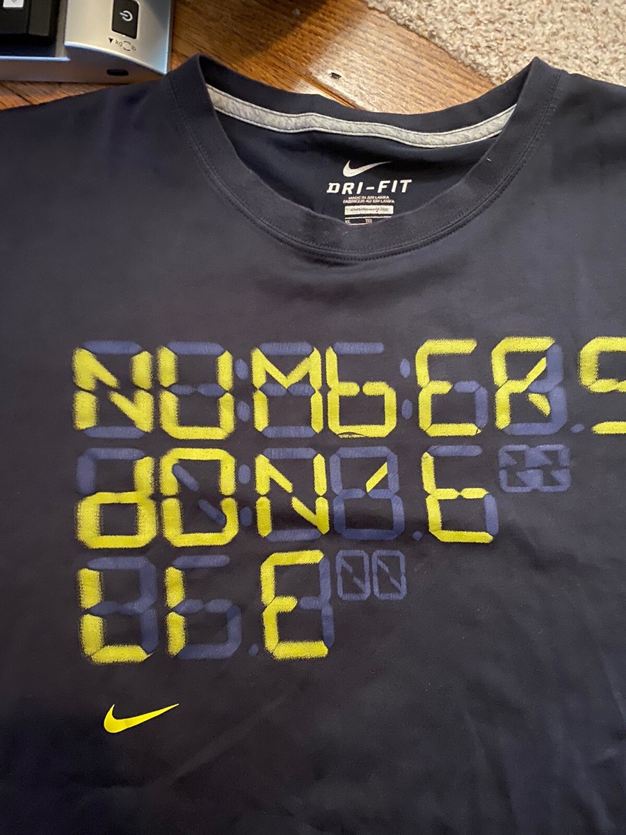 Vintage NIKE DRI-FIT Numbers Don't Lie Black T-Shirt Size Mens XL