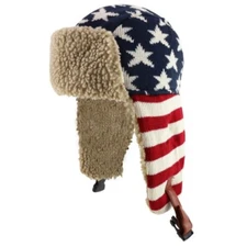 USA Patriotic American Flag Designed Winter Aviator Trooper Hat New