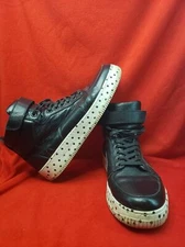 Del Toro 2016 Black Uptown Sneaker Polka dot white sole Size 10 Leather Men Shoe