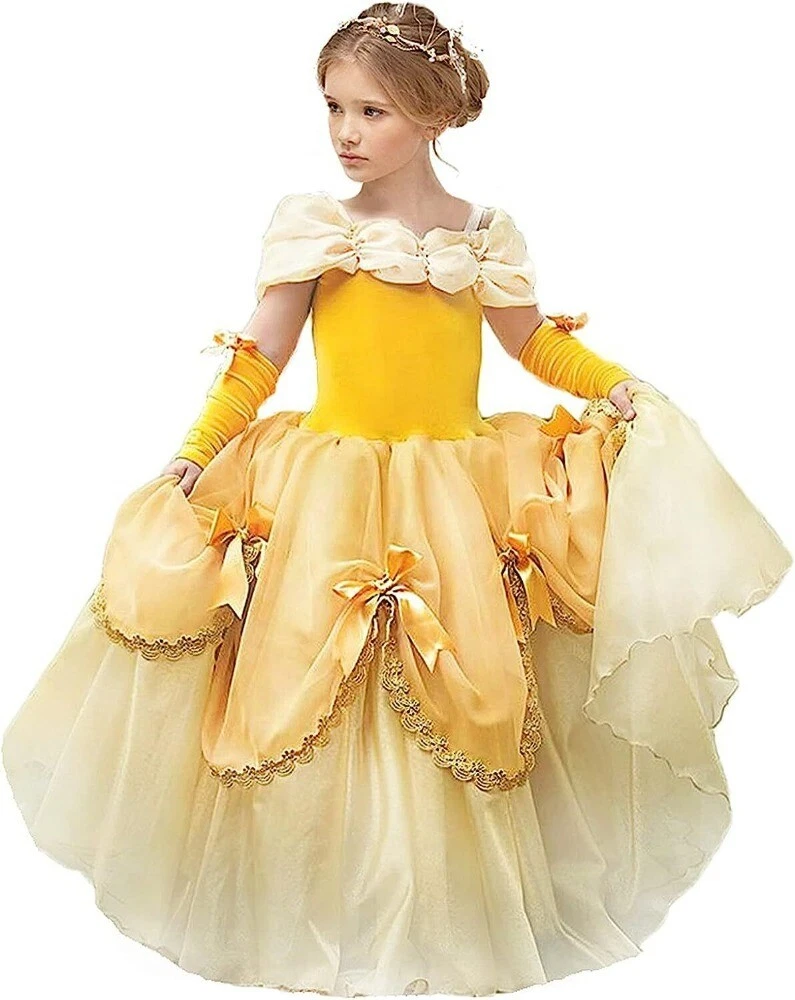 Princess Belle Dress up Birthday Party Fairy Costume for Toddler