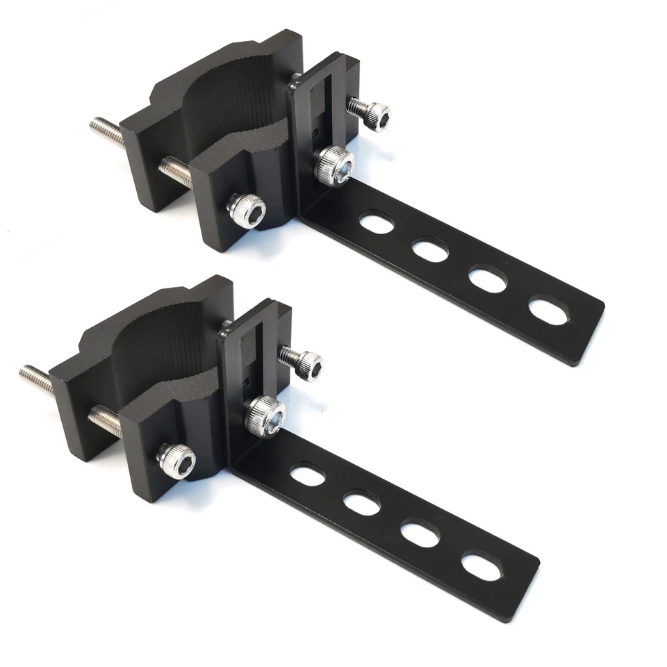 (2) 0.7-2.25" Size Adjustable Tube Clamps w/ L-Shape Aux Light Mounting Brackets - Image 2 of 4