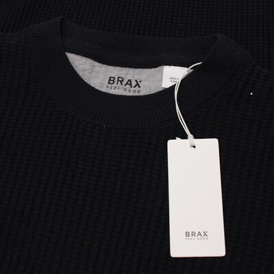 Brax NWT Rick Waffle Knit Pullover Sweater Size Small in Solid Blue Cotton Blend