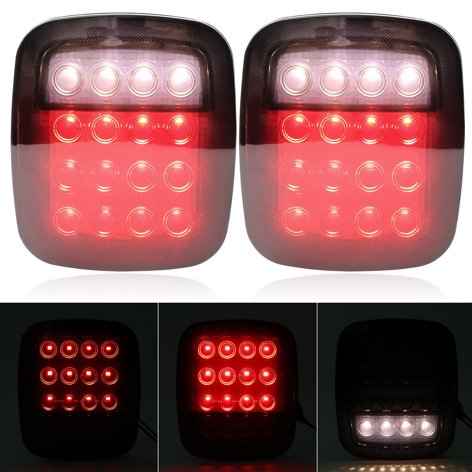 7inch LED Headlights + Tail Lights Set Combo 4X For Jeep Wrangler TJ 1997-2006