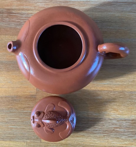 Vintage Chinese Yixing Zisha Clay Teapot Carp Koi Tea Pot 175ml | 6oz Capacity - Picture 10 of 16