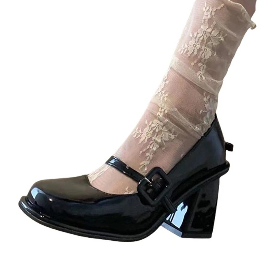 3 pares de calcetines sueltos de tubo de media pantorrilla de malla de encaje para mujer Foto 3 de 3