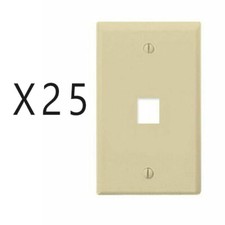 25 Pack Lot - Keystone 1 Hole Port Jack Wall Face Plate Network CAT5e CAT6 Ivory