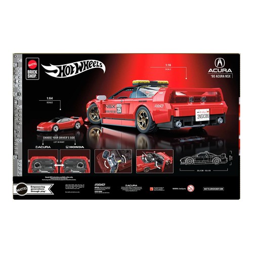 Mattel Brick Shop Hot Wheels '90 Acura NSX set di costruzioni NUOVO IMBALLO ORIGINALE *preordine* - Foto 6 di 6